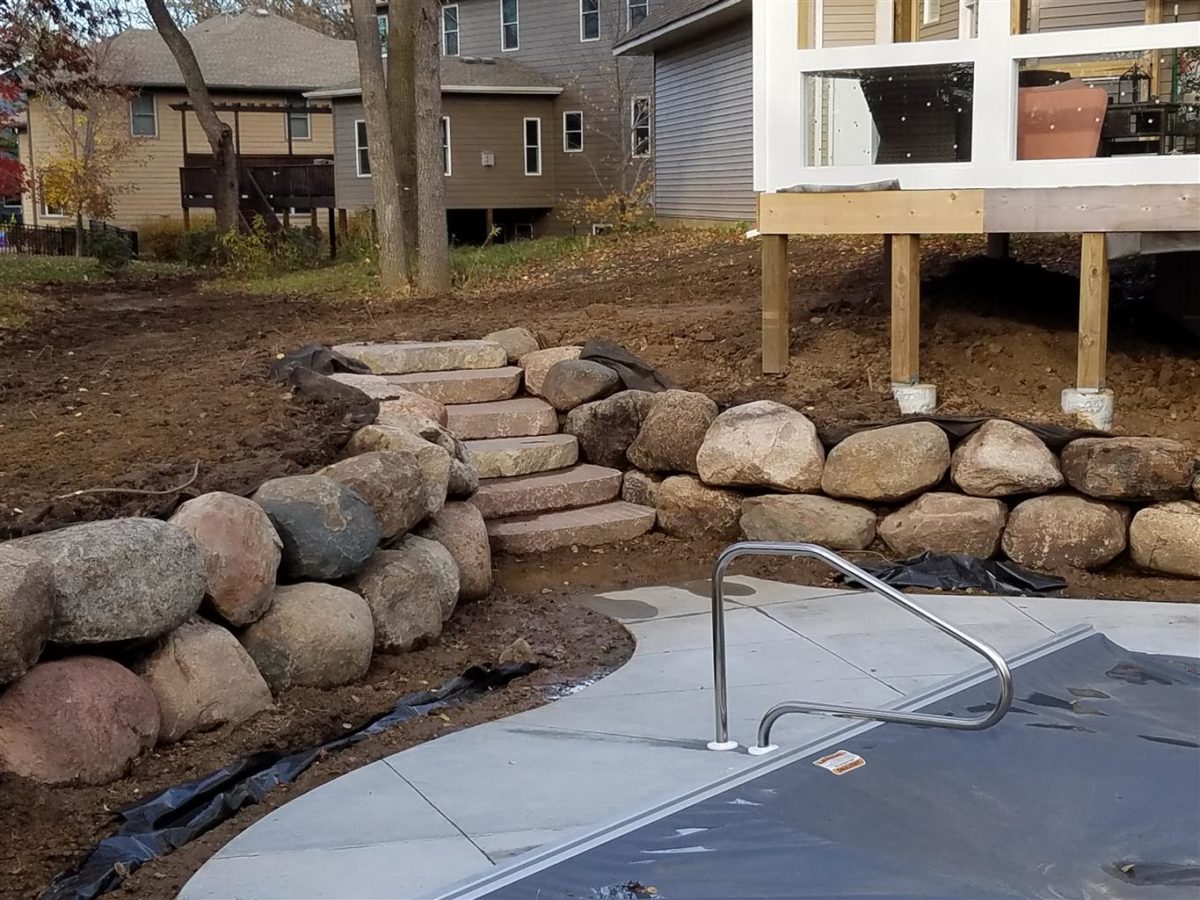 above ground pool retaining wall ideas